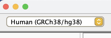 Screenshot of the IGV genome selection dropdown menu.